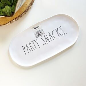 Rae Dunn HTF White "PARTY SNACKS" Melamine Medium Serving Platter 9" x 18.5" NWT